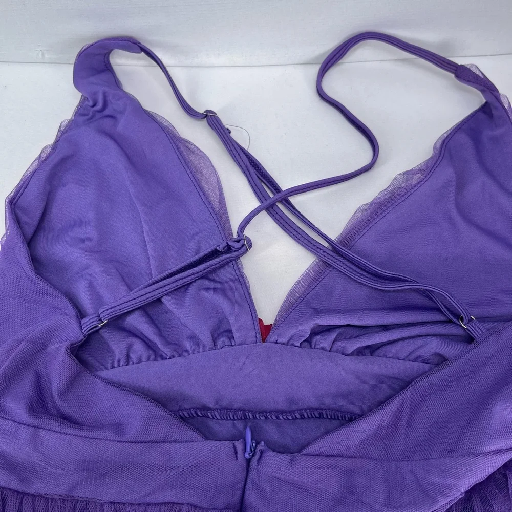 Roma Elegant Purple women’s High Low Dress with wings‎ - Picture 10 of 10